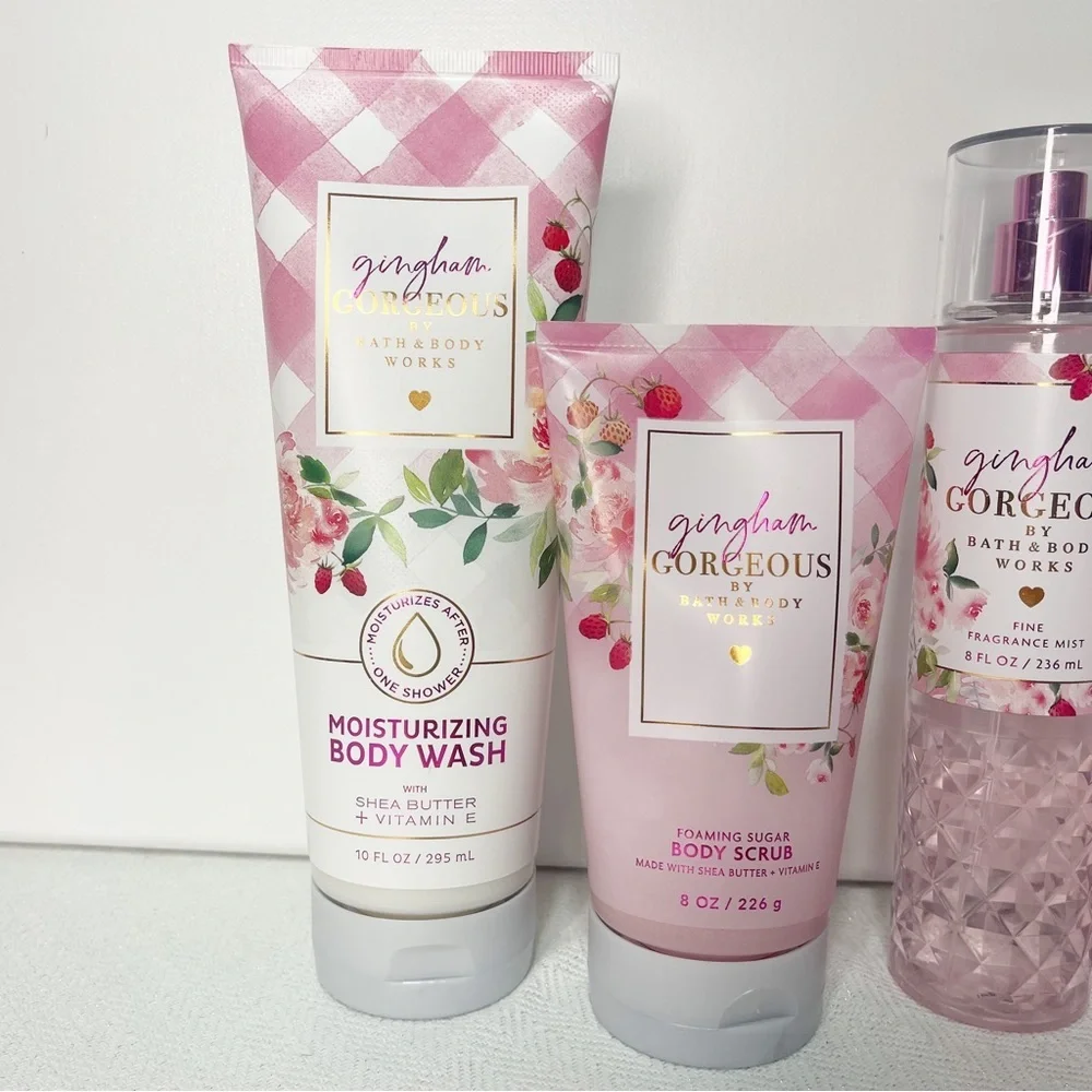 Bath & Body Works Gingham Gorgeous Gift Set Body Cream Scrub Nwt